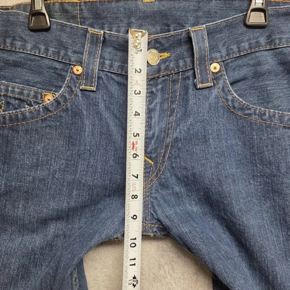 True Religion Jeans Mens 34x28 Blue Made In USA Y2K Stitch Distressed (TAG 32)
